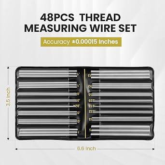 Brown & Sharpe 48-Piece Thread Measuring Wire Set with Portable Holder, 0.5mm to 6mm Range, Stainless Steel Thread Measurement Kit with 16 Different Diameters for All 60 U.S. and Metric Threads