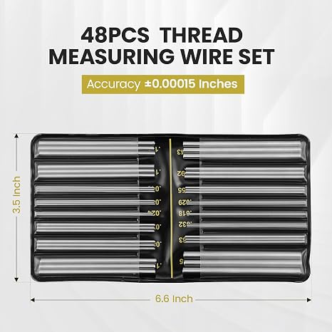 Brown & Sharpe 48-Piece Thread Measuring Wire Set with Portable Holder, 0.5mm to 6mm Range, Stainless Steel Thread Measurement Kit with 16 Different Diameters for All 60 U.S. and Metric Threads