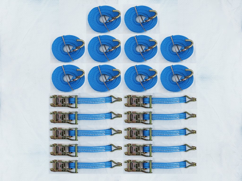 Secure Fix Direct Blue Tie Down Ratchet Straps 1.5T 5M X 25Mm X10 (Cargo Lashing Rack Load J Claw)