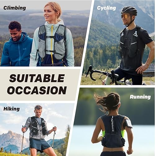 Miniatura 8 de Alpheratz Chaleco de hidratación para correr con vejiga de agua de 16.9 fl oz, correas ajustables ligeras para el pecho, mochila de hidratación para