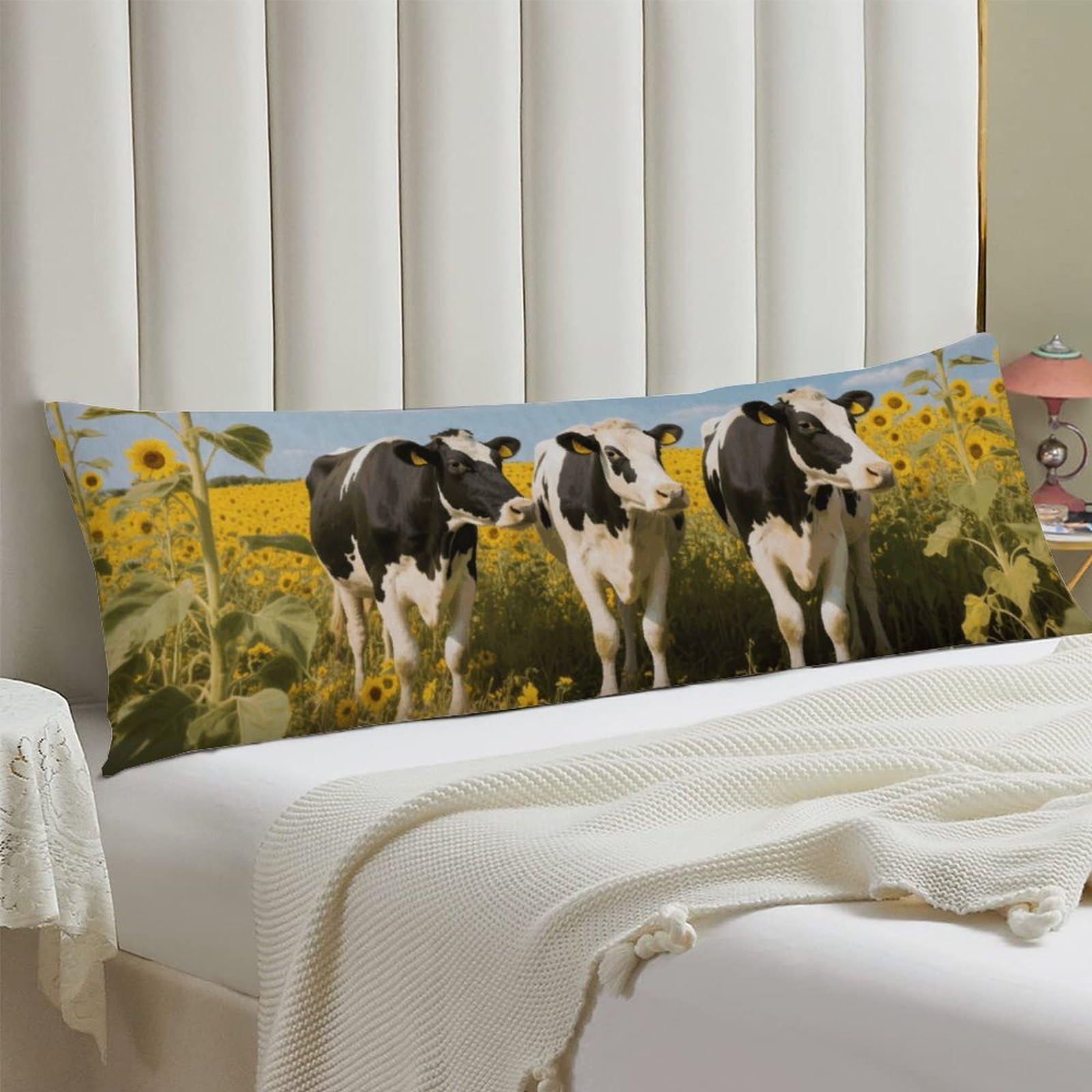 Body Pillow Cover 20x54 Long Pillow Case with Invisible Zipper Breathable Microfiber Cow Pillowcase Soft Cozy Protector for Bedroom Couch Sofa Bed Home Decor All Seasons