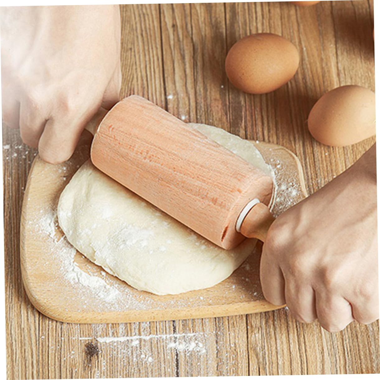 VALICLUD 2 Stück Unbemalte Wachsfreie Teigrolle aus Buchenholz 47x6cm mit Glatter Oberfläche und Einfache Reinigung für Pizza und Gebäck Backen