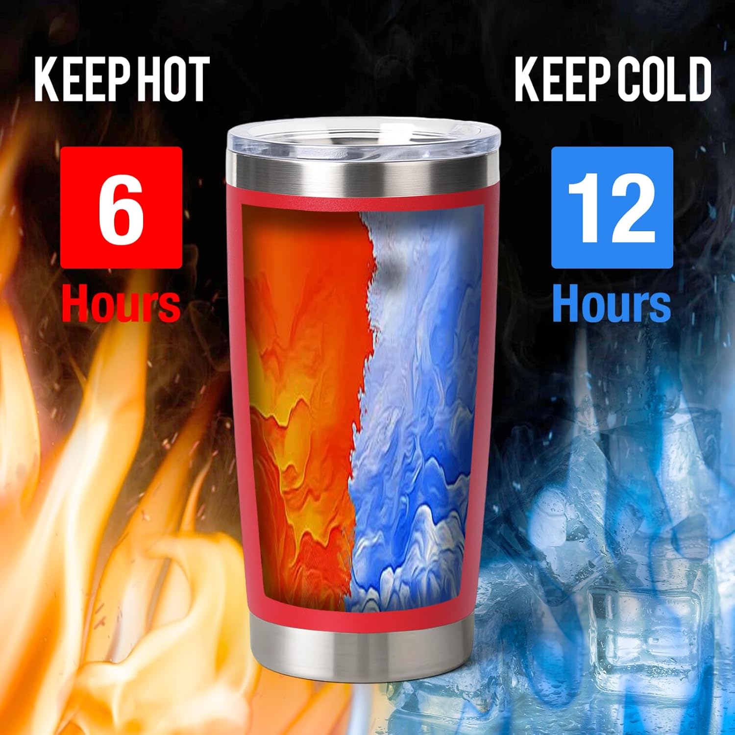 Muka 20 Ounce Stainless Steel Tumbler, Double Walled Vacuum Powder Coated Travel Mug-Royal Blue - Image 4