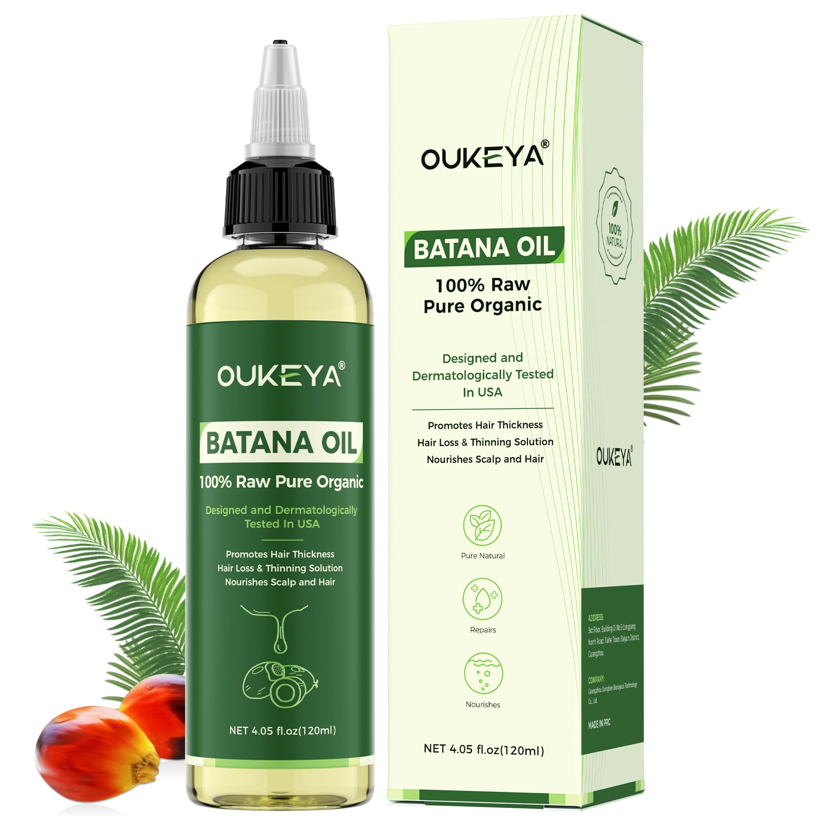OUKEYA Raw Batana Oil for Hair Growth 100% Pure Natural Cold-Pressed Batana Oil from Honduras, Nourishes Scalp
