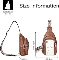 Vista 6 de Telena Bolso bandolera para mujer, bolso cruzado para mujer, cangurera de cuero vegano con correa ajustable