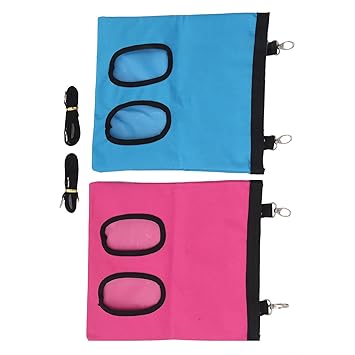 Feeder Storage, Feeding Bag Foldable with 2 Hooks for Rabbits for Chinchilla(Blue+Pink)