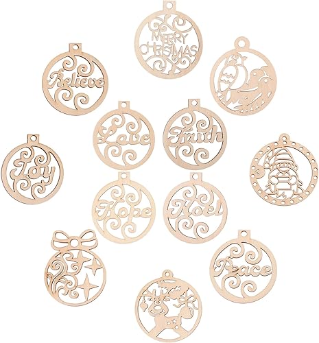 Miniatura 1 de Didiseaon Círculo de madera sin terminar para manualidades, adornos de árbol de Navidad, recortes redondos, rebanadas para Navidad, manualidades,