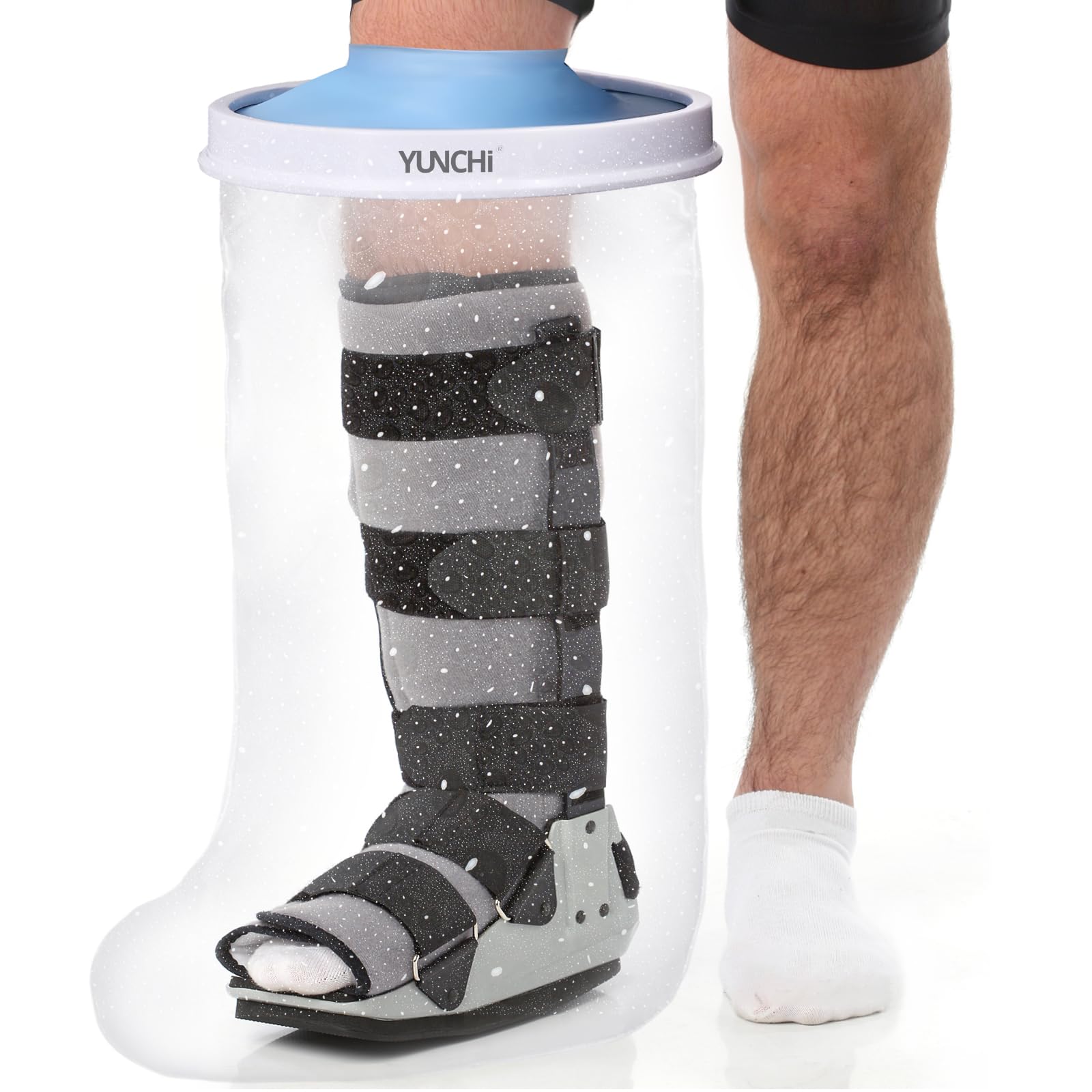 YUNCHI Waterproof Cast Cover for Shower, Extra Wide Leg & Foot Protector for Adults, XL Size, Fits Calf 13 to 28 Inches