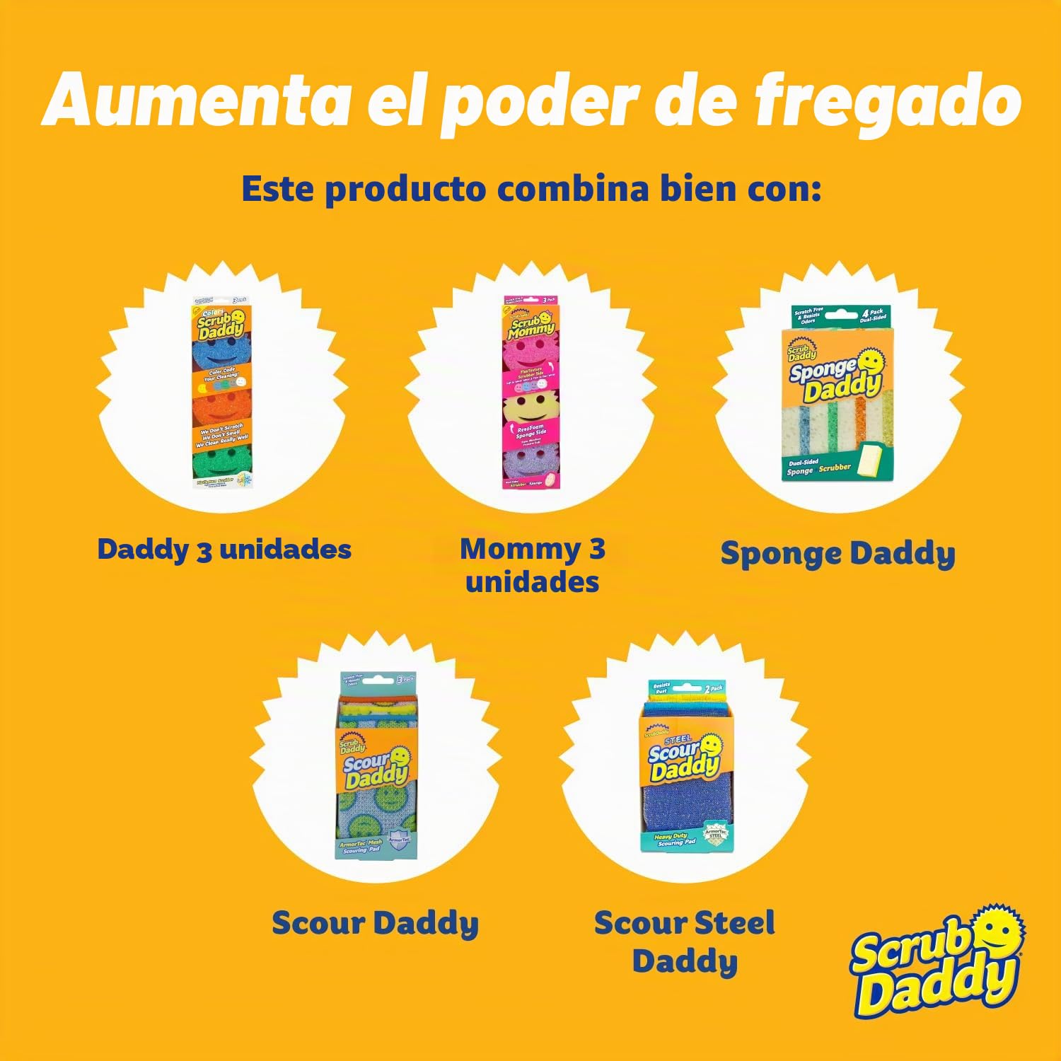 Scrub Daddy Soap Daddy - Dispensador de jabón líquido de Doble Cara para Fregadero de Cocina + Limpieza de baño - Recargable + Esencial para encimera fácil de Usar - Uso con jabón de Manos o Platos -