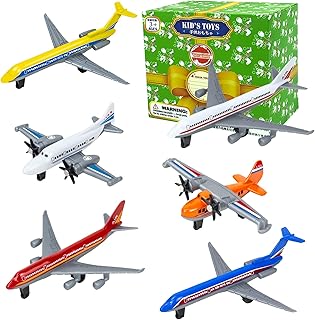 Hymaz Toy Airplane 6 Pack, Diecast Toys for Boys Age 3 4-7 8-12, Alloy Model/Glider Planes/Airlines Plane Toys for Kids Birthday Cake Toppers Airforce Party Favors (6P Metal Airplane)