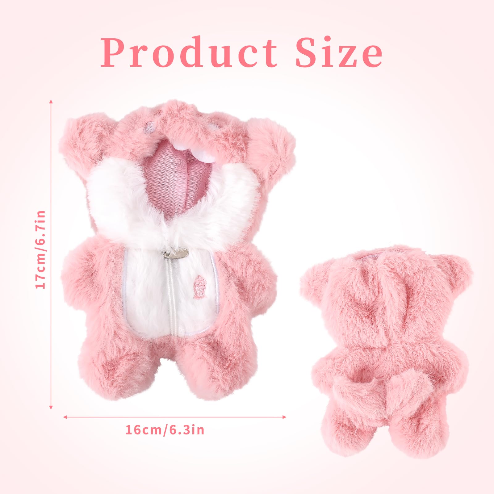 Tinoaly Clothes for Doll Cute Pink Shark Plush Toy Clothes Stylish Outfit Accessories for 6.7in Doll Decoration Display (Cloth Only) - Image 2