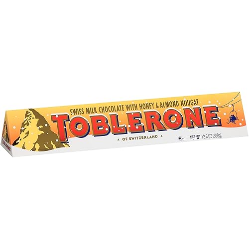 Miniatura 2 de Toblerone Chocolate suizo con leche con turrón de miel y almendras, caramelo de chocolate navideño, 10 barras de 12.6 onzas