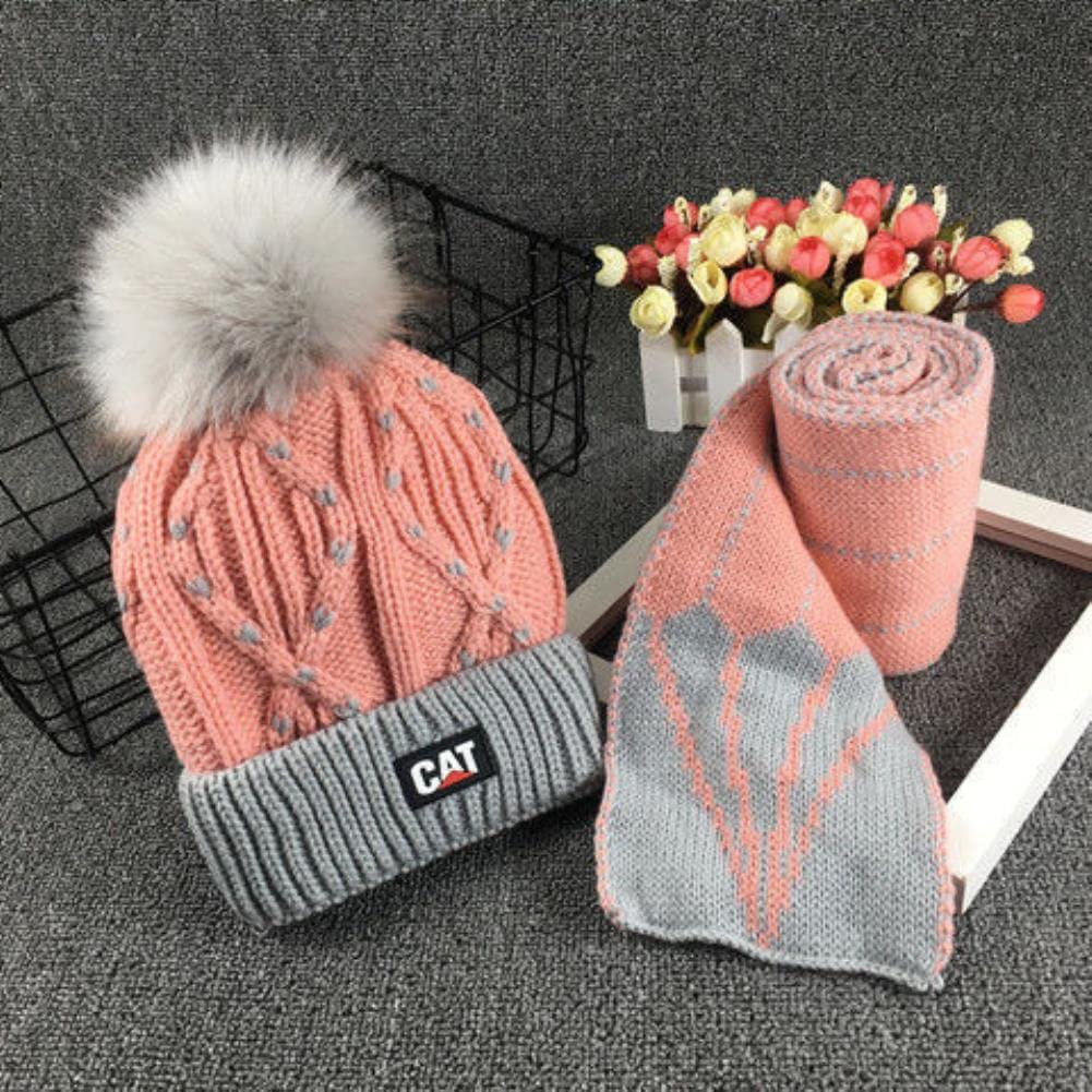 Gorro de punto para niños con bufanda y tapas de peluche 7