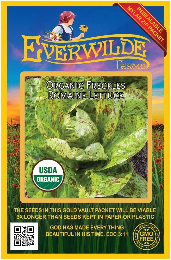 Everwilde Farms - 1/4 Lb Organic Freckles Romaine Lettuce Seeds - Gold Vault