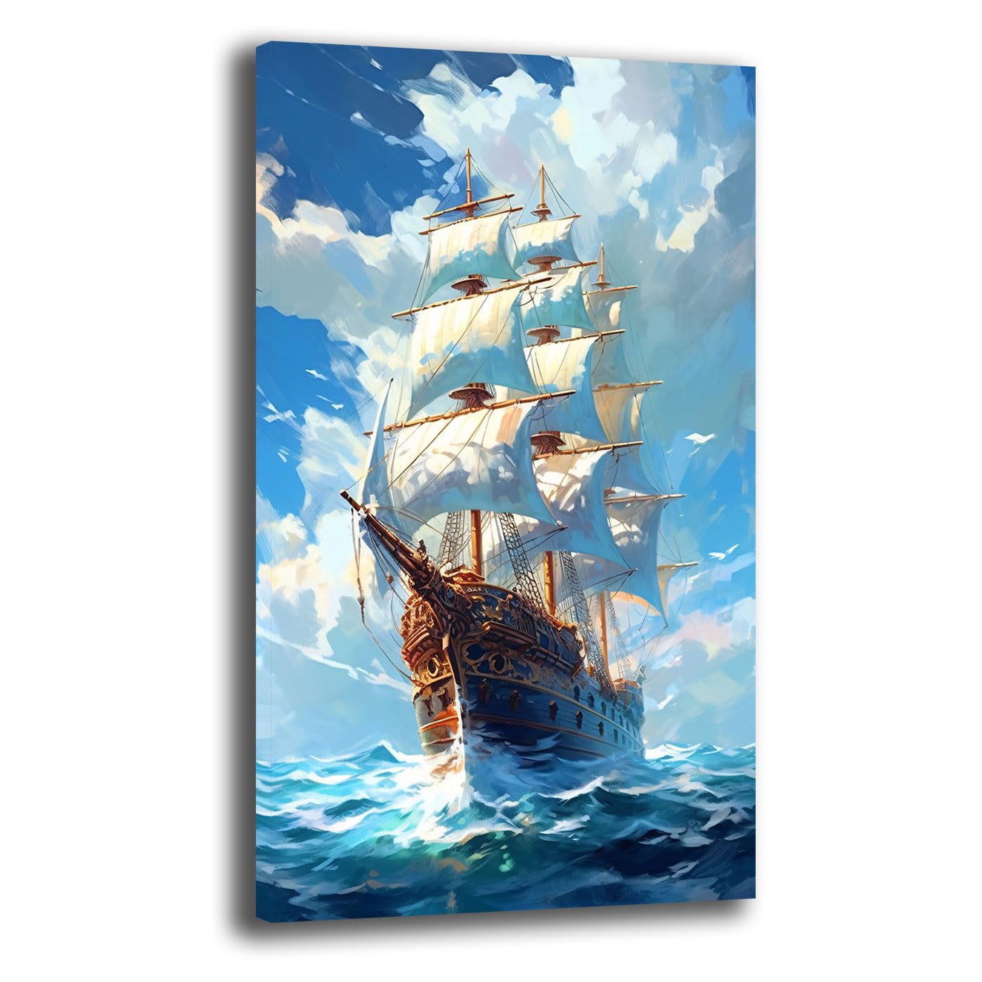 Quadro Moderno Galeone Su Tela - Stampa HD 40x70cm | Decorazione Murale Per Soggiorno, Camera O Ufficio - Foto 6