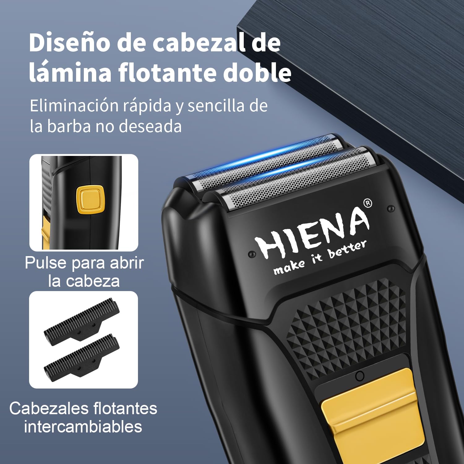 HIENA Pro Juego de Cortapelos Inalámbrico para Hombres con Recortadora Eléctrica Recargable USB, Maquinilla de Afeitar de Láminas y Recortadora de Nariz