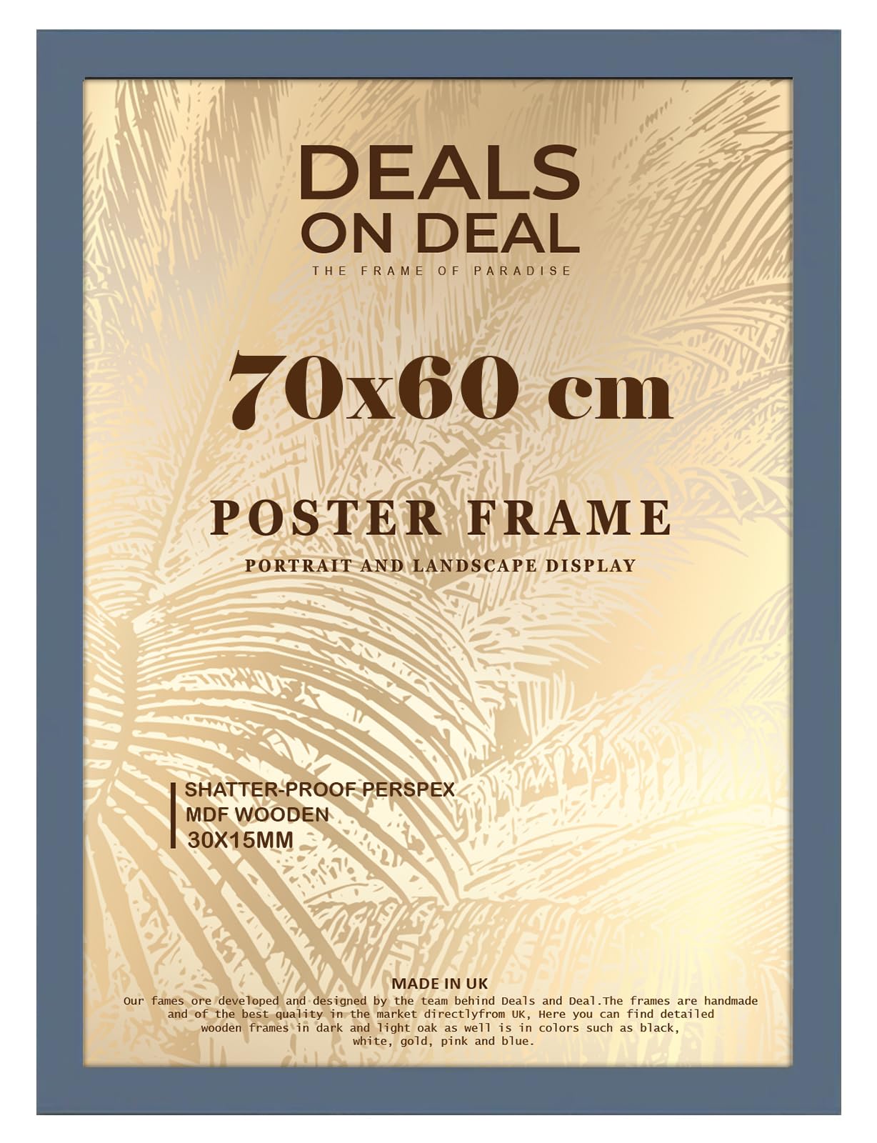 DEALS ON DEAL® Modern Large Poster Frame 70x60cm Mdf Wooden Picture Frames 60cm x 70cm for Jigsaw Puzzles/Shatter-Proof Front Vertical/Horizontal Mounting For Home & Office Décor-Dark Grey
