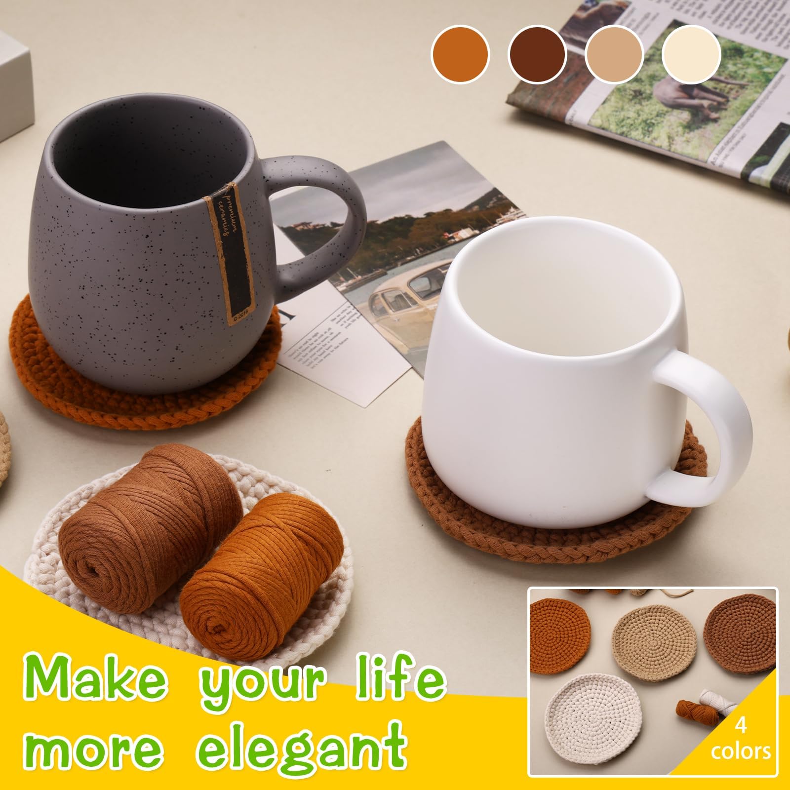 Beginner Crochet Coasters Kit - Easy DIY Craft -5