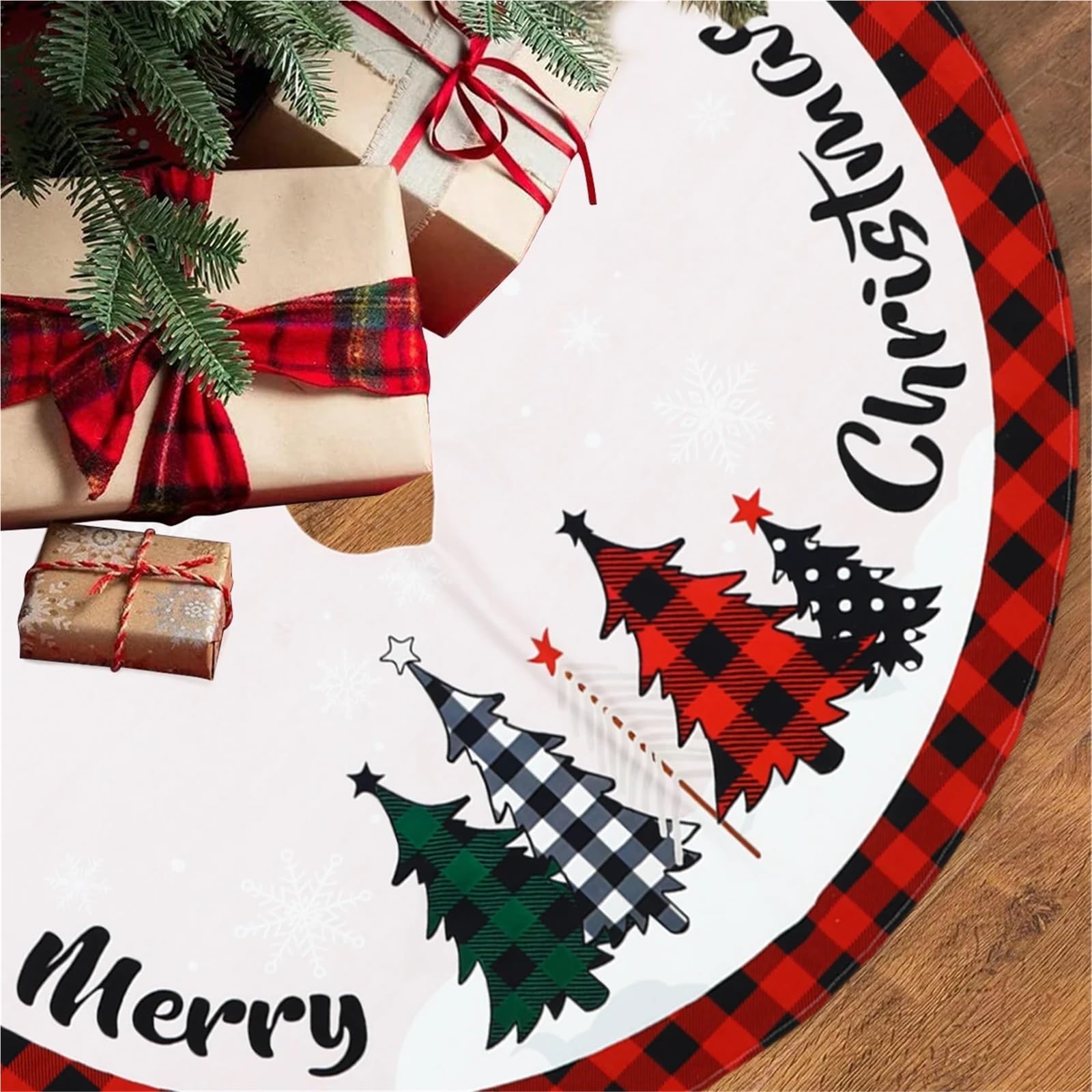 tappeto albero di natale Tappeto for alberi di Natale, gonna for albero, decorazione allegra for la casa, ornamento natalizio, Capodanno(120cm)