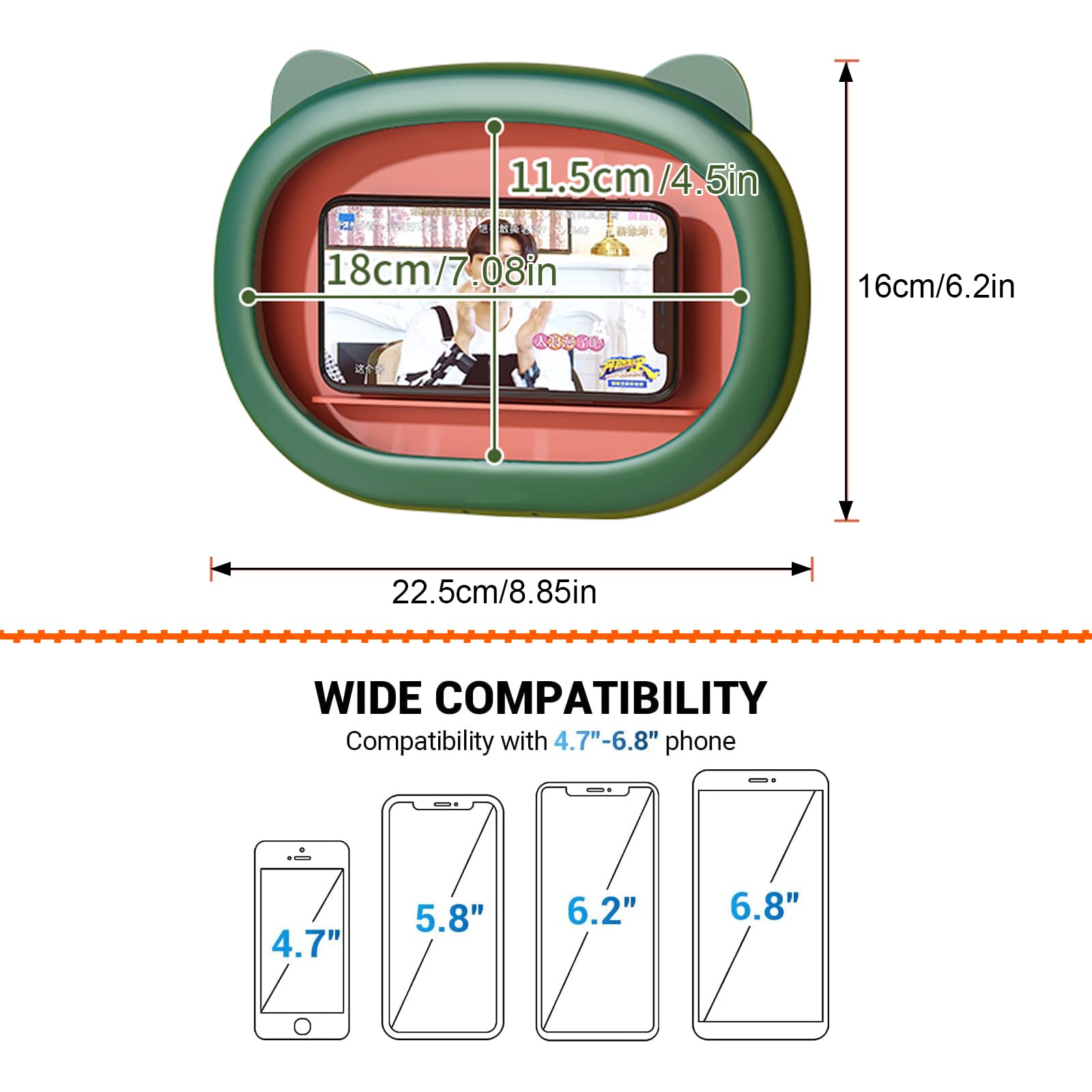 Dusch Handy Halter wasserdichte Handyhülle mit Beschlagfreiem Touchscreen Wandmontage Handyhalterung für Handy bis zu 6,8 Zoll für Badezimmer Küche (Green)