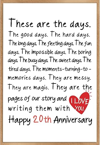 20th Anniversary Card for Couple Husband Wife