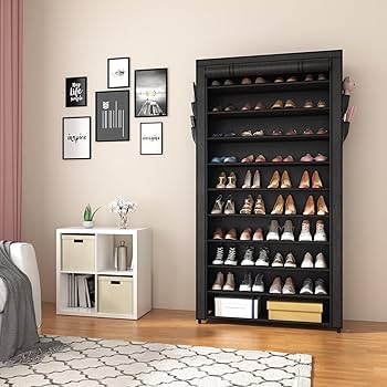 Lxvckly Shoe Rack, 10-Tier Etal Narrow Shoe Storage Organizer, Tall