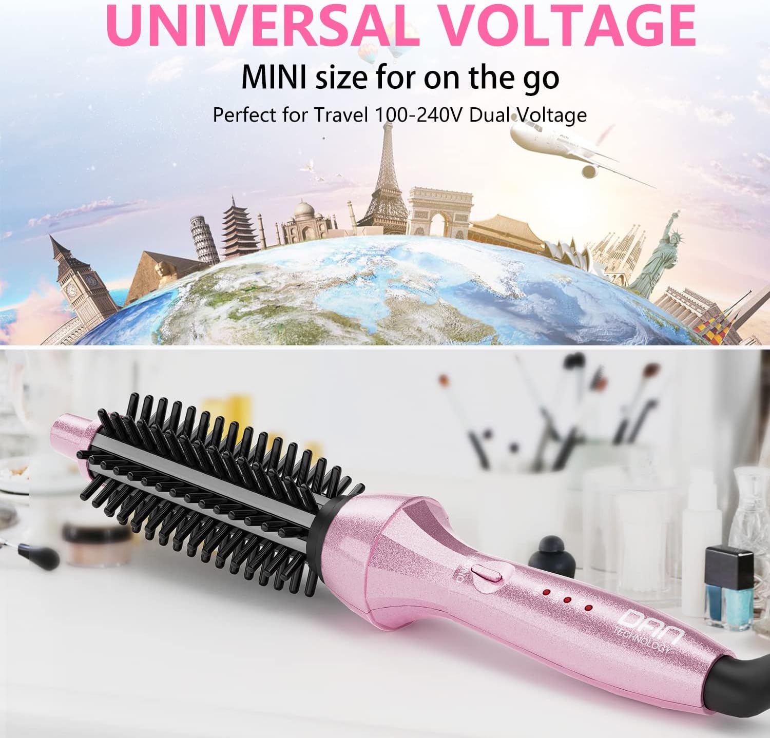 DAN Technology Thermal Brush,Dual Voltage Travel CurlingBrush, 60 min Shut Off Electric Curling Brush, Temperature Adjustable Heated curlingBrush,3/4 inch Curling Irons - Image 6