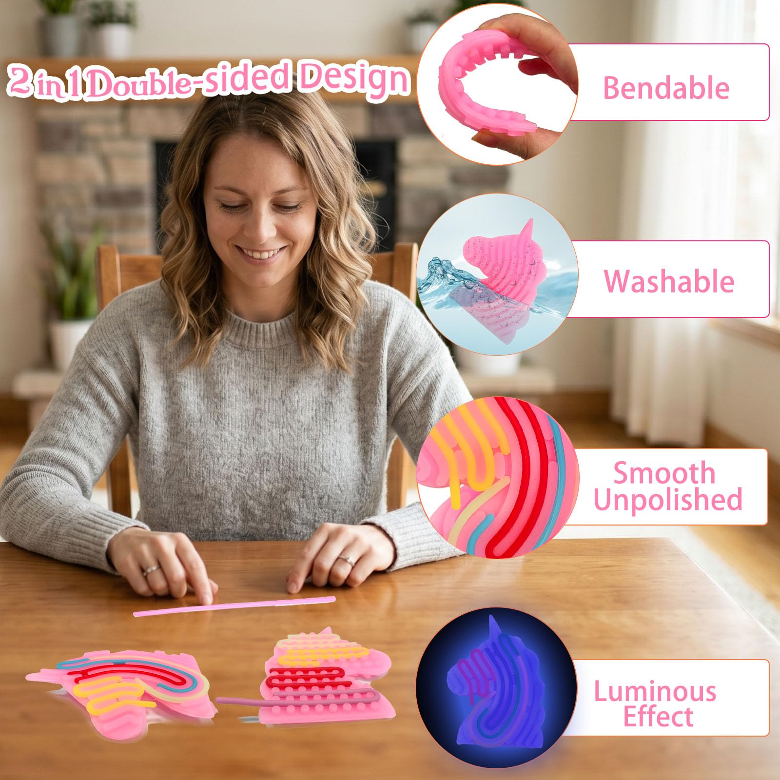 Felicify Sensory Activity Board De Silicona – Doble Cara Con 11 Cuerdas, Juguete Sensorial Para TDAH Y Autismo