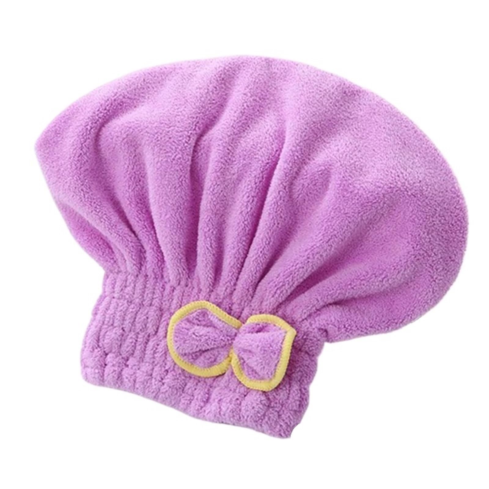 LUYSGBXR Hair Towel Hair Drying Towels 1Pc Microfiber Head Wrap With Bow-Knot Shower Cap Turban Bath For Curly Long Wet(Purple)