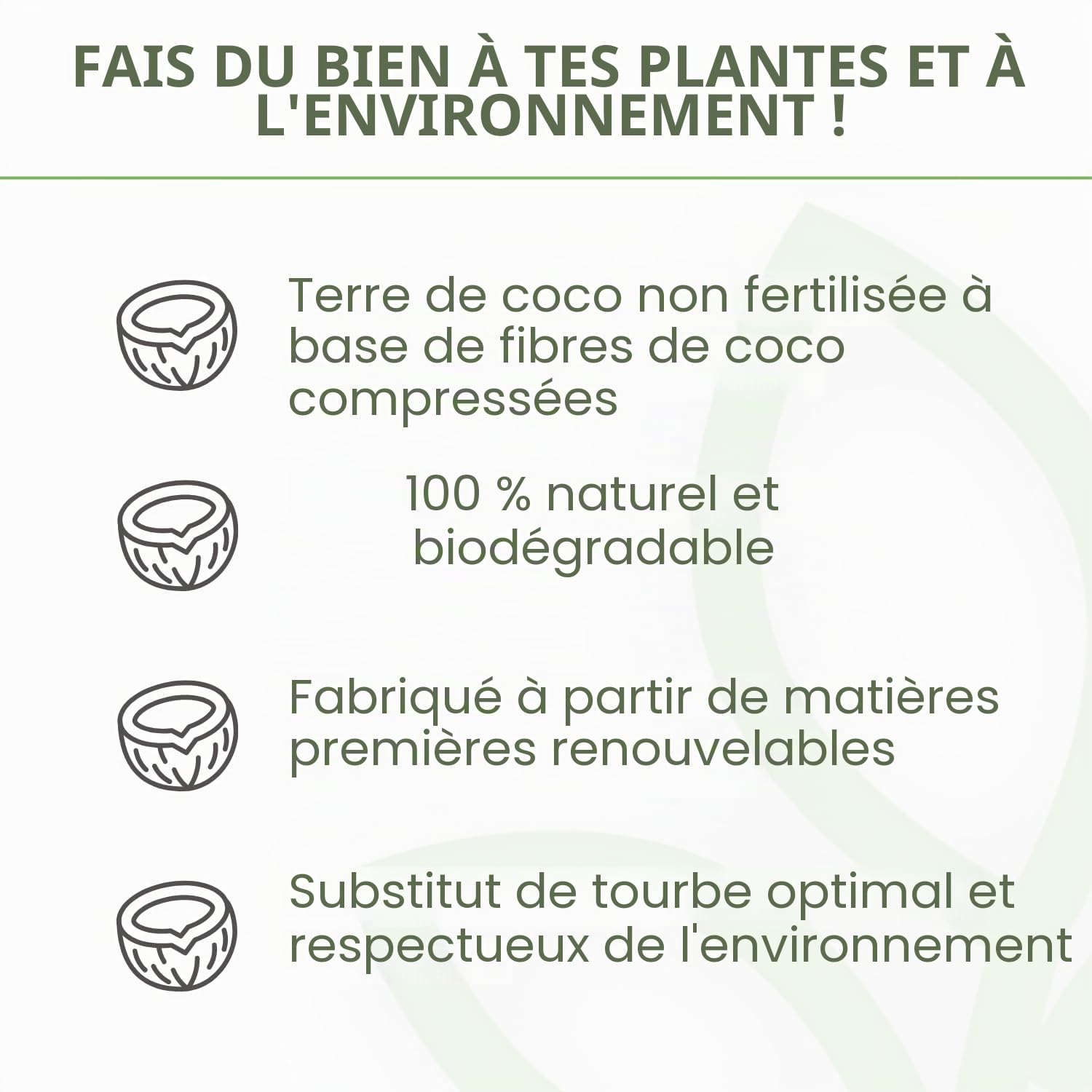 Lot de 10 Briques d'humus 90 litres de terreau pressé (10 x 650g - 90L de Terre de Coco)