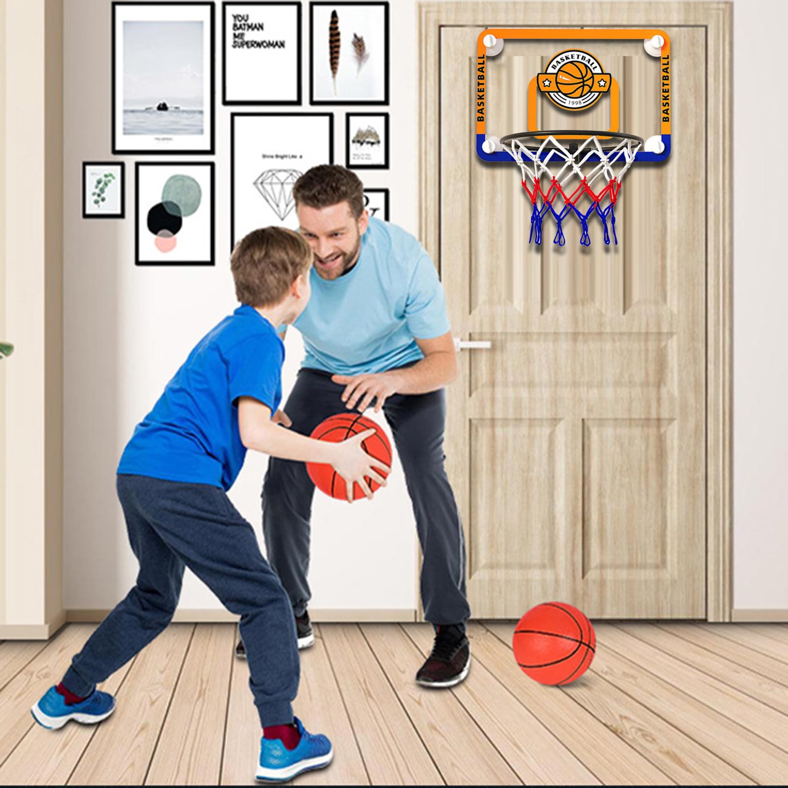 Cestino da basket per bambini, a ventosa, pieghevole, con palla, giocattolo da basket, per interni, per bambini, ragazzi, adulti, ufficio e camera da letto