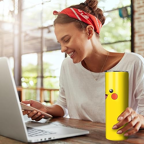 Miniatura 6 de Vaso delgado de acero inoxidable amarillo de 20 onzas, color lindo, con pajilla y tapa a prueba de fugas, taza de café para viajes, para uso en casa