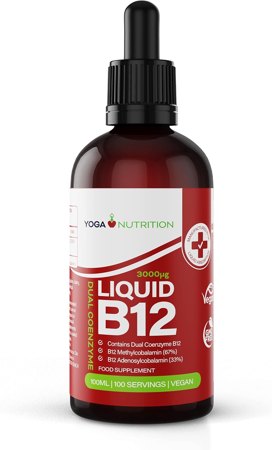 Liquid Vitamin B12 Drops 3000mcg High Strength 100ml (Large) Sublingual ...