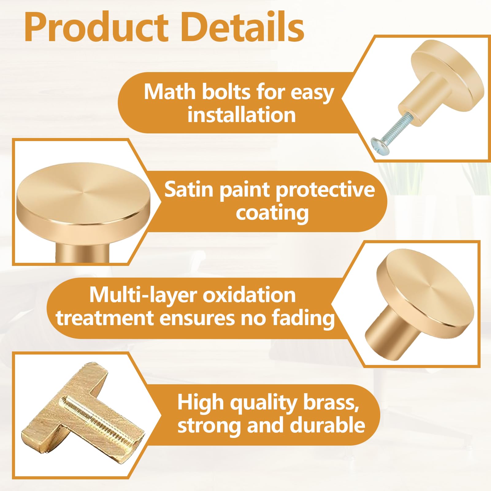 Deilonie 10Pcs Gold Cabinet Knobs Round,Gold Handles for Drawers,Drawer Knobs,Decoration - Image 3