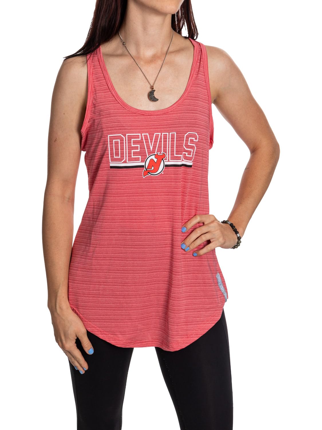 Calhoun NHL Womens Lightweight Sleeveless Loose Fit Workout Racerback Tank Top, New Jersey Devils, M