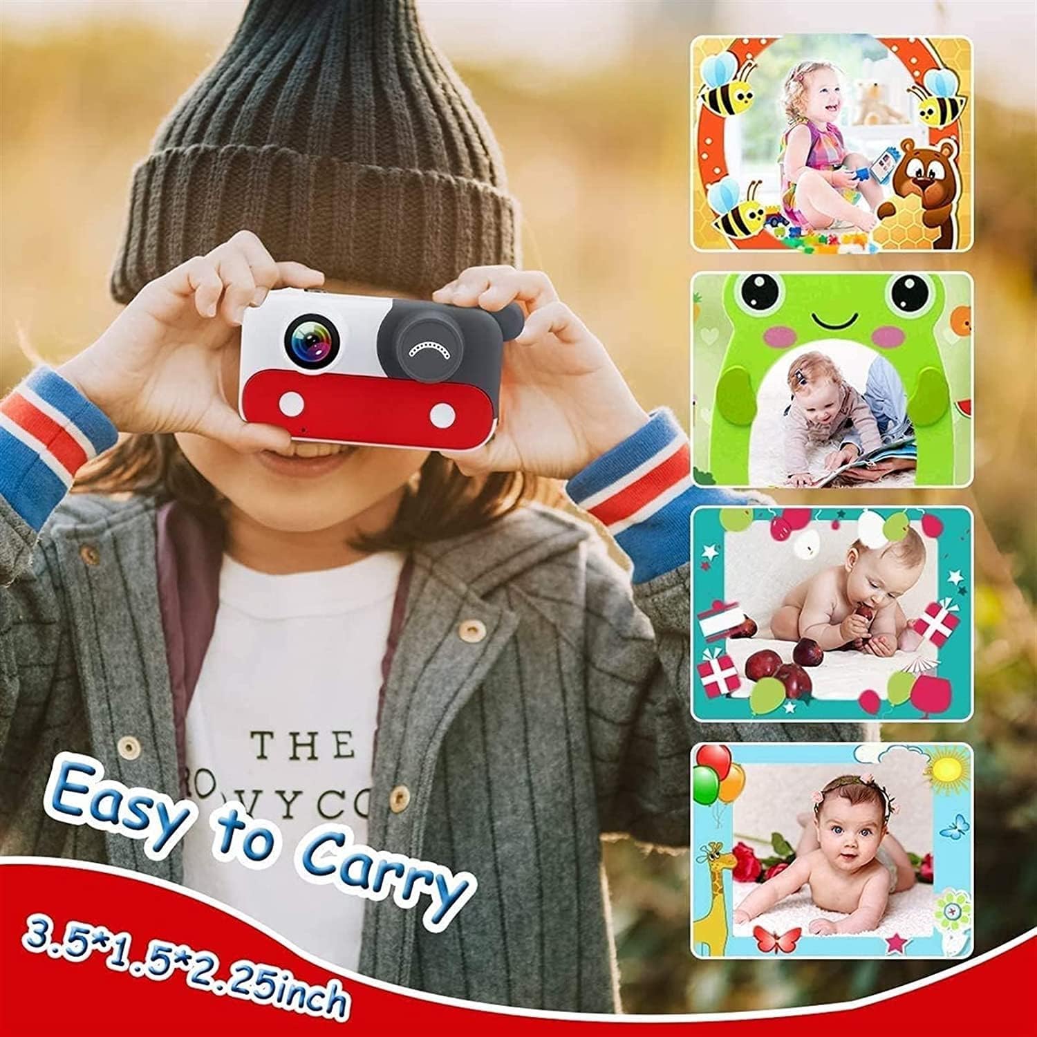 Kids Digital Camera, Selfie Video Camcorder 1080P Lens 2.4 Inch HD, Best Christmas Electronic Gifts Toys for Boys & Girls Toddlers