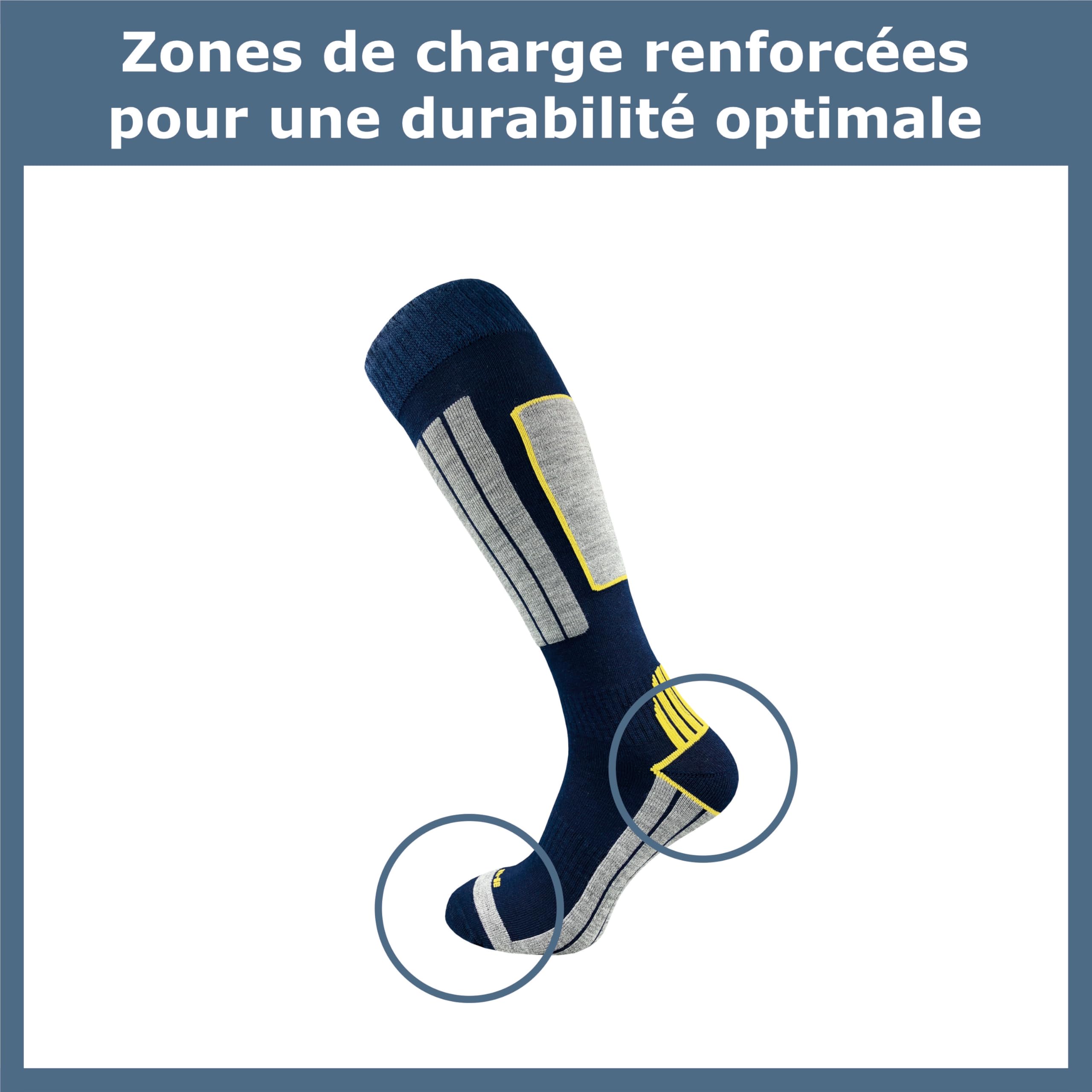 GAWILO Chaussettes de ski pour hommes avec laine chaude et rembourrage fonctionnel spécial | 4 paires