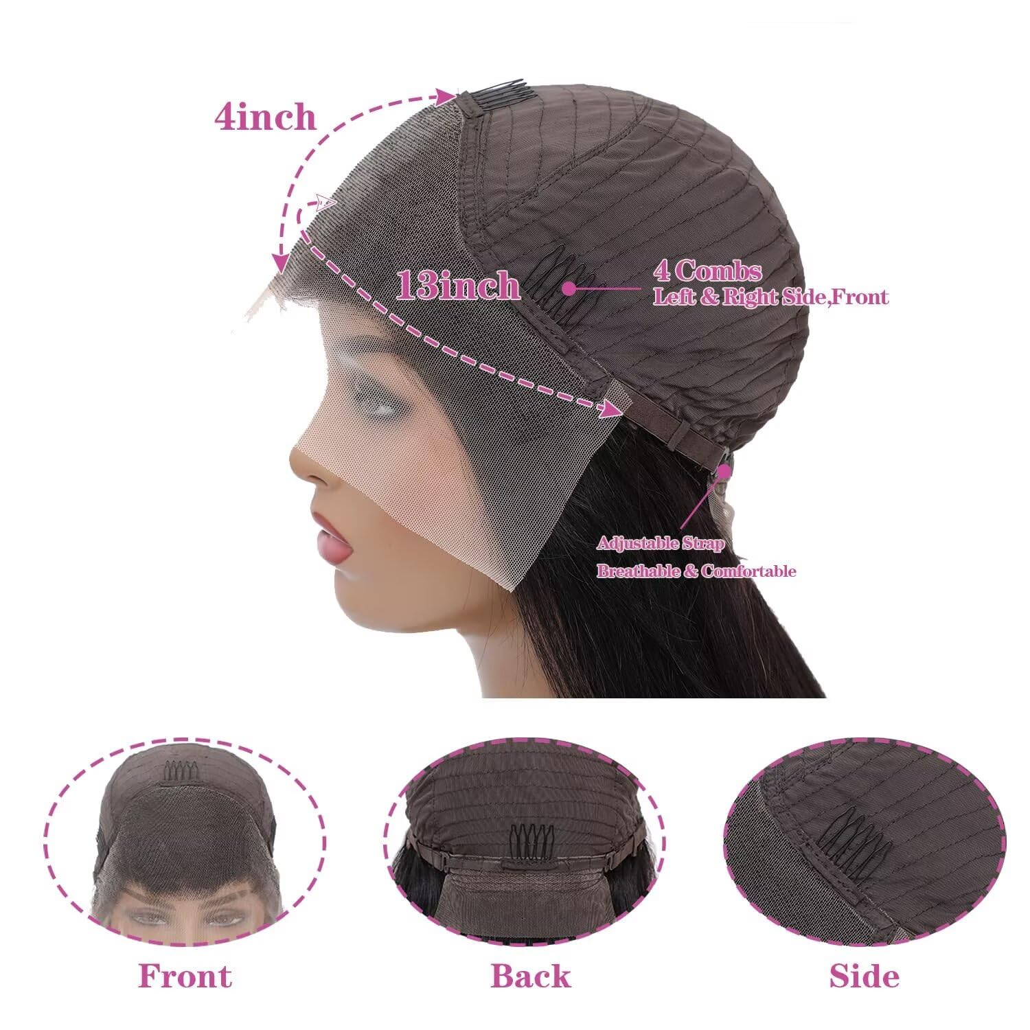 20 Inch Straight 13x4 Lace Front Wigs Human Hair 180 Density Pre Plucked 13x4 HD Frontal Straight Lace Wigs Glueless Wigs Human Hair For Women - Image 4