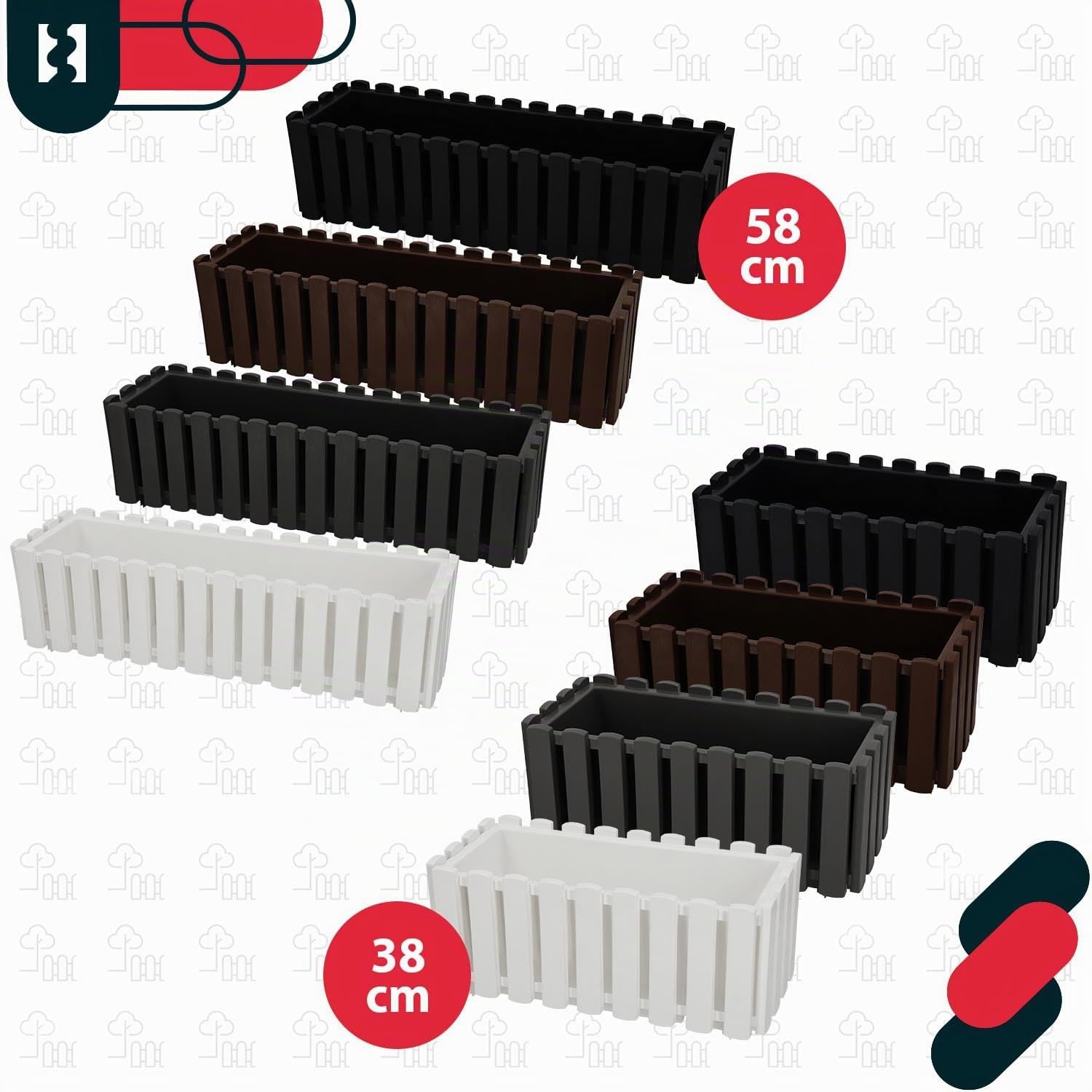 KOTARBAU® 4er Set Blumenkasten - Blumentopf - 58x18x16 cm - Grau - Kunststoff - Pflanzkasten - Balkonkasten - Pflanzkübel Rechteckig - Übertopf Groß - Blumenkasten Balkon