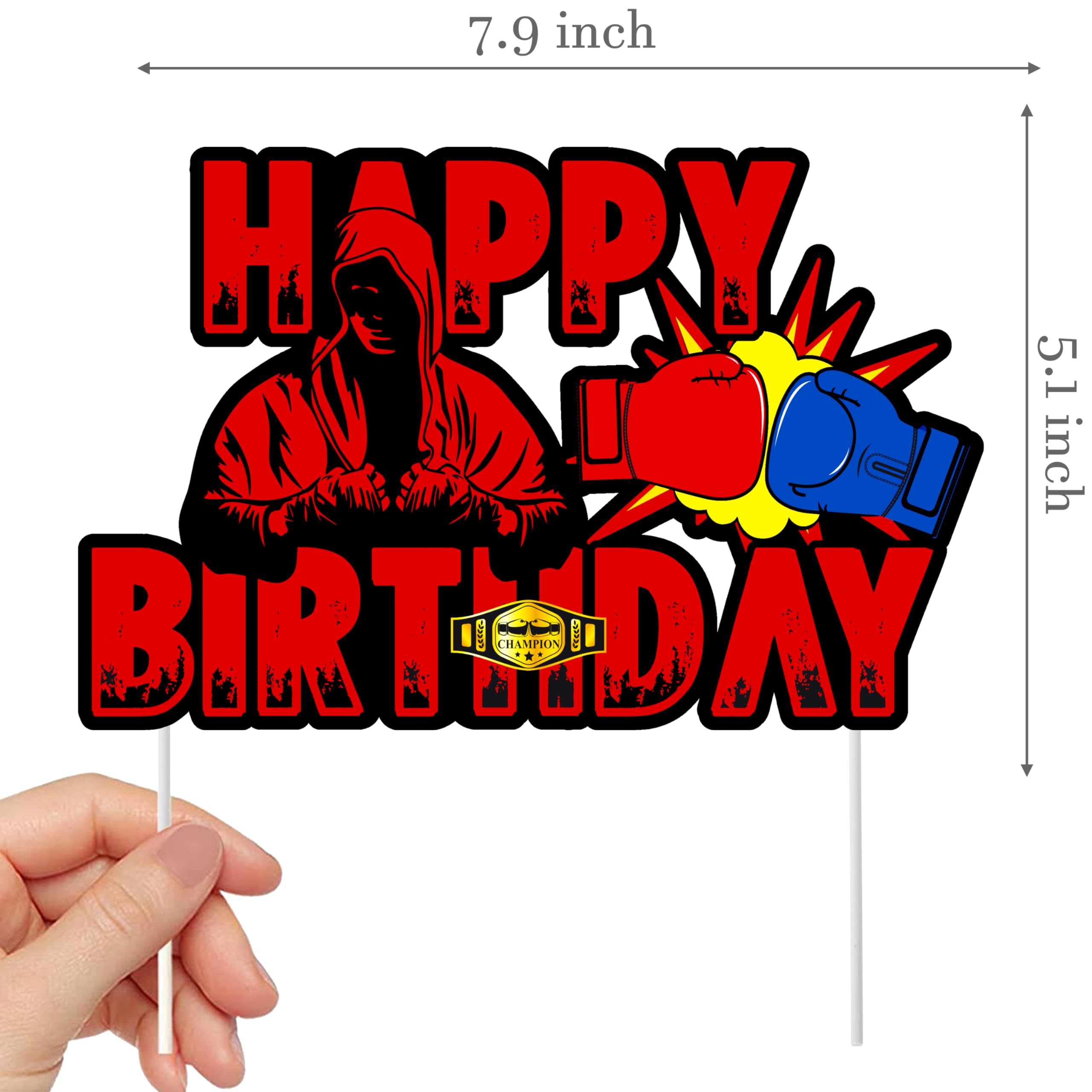 Boxing Birthday Cake Topper – Red Gloves For Fight Sports Party Decor