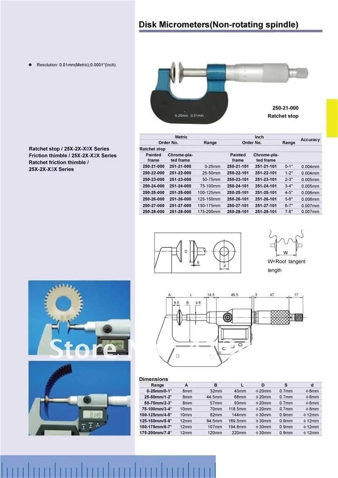 NURII Outside Disk Type Micrometer, 0-25mm 25-50mm 0.01mm, Paper Thickness Micrometers(4157012 25-50mm)