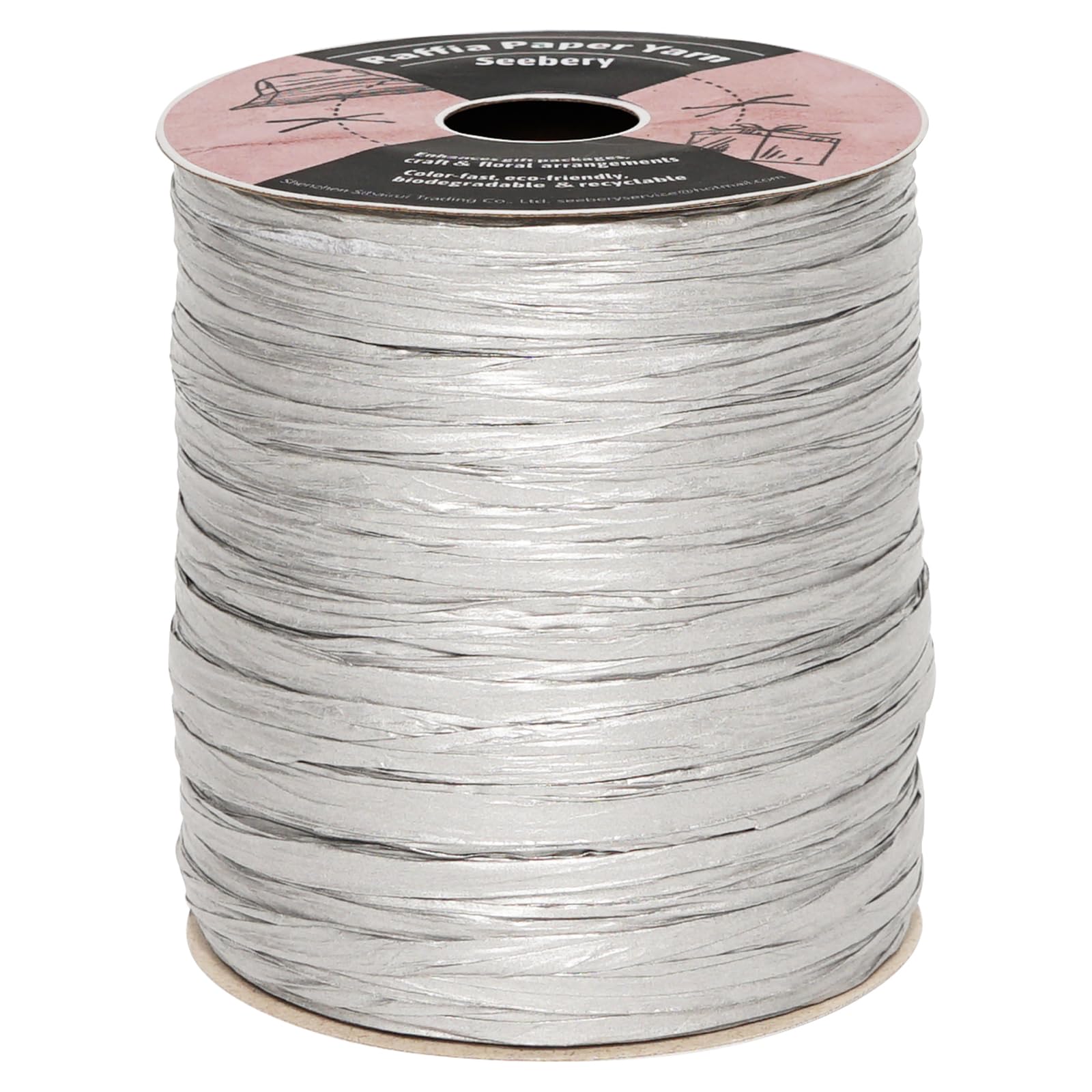 Raffia Ribbon for Crafts - Raffia Yarn Grass Twine for Gift Wrapping, DIY Decoration & More | Matte String Paper Rope for Crochet - 1/4'' Wide, 100 Yards, Silver