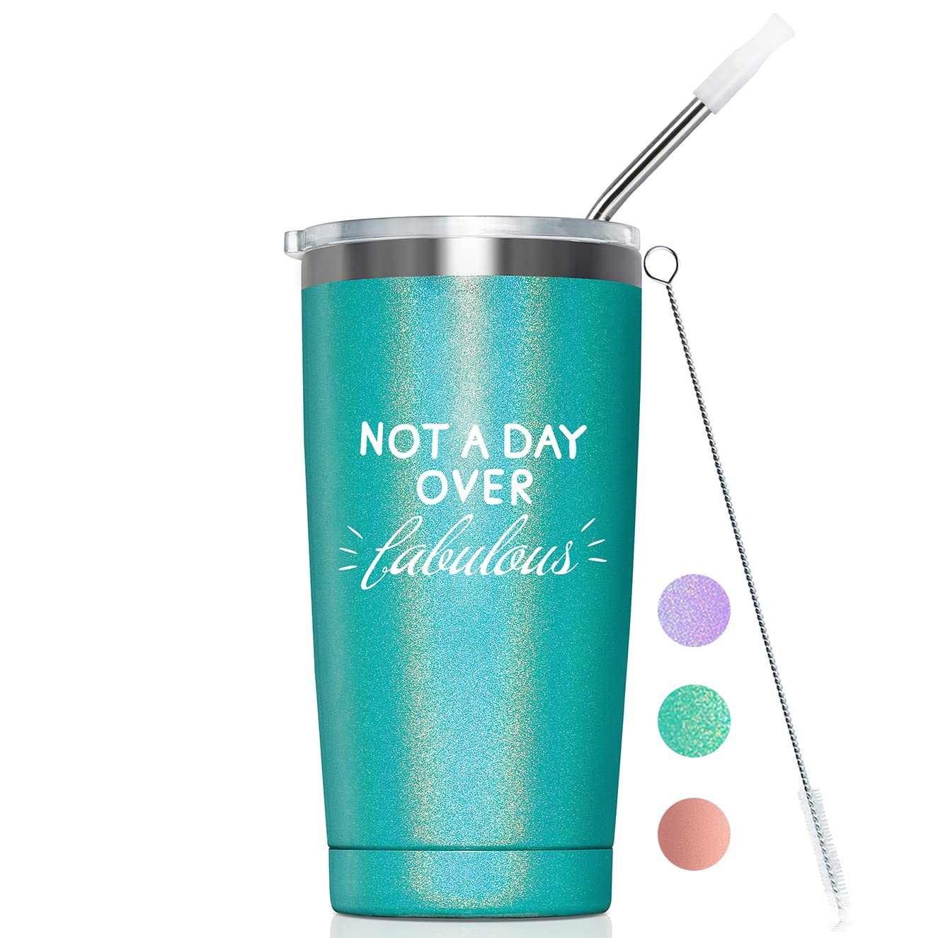 MASGALACCNot A Day Over Fabulous - 20 Oz Stainless Steel Insulated Tumbler Cup with Lid- 21st 30th 40th 50th 60th 70th Birthday Gifts for Women Her Mom Grandma Friend Gift Ideas