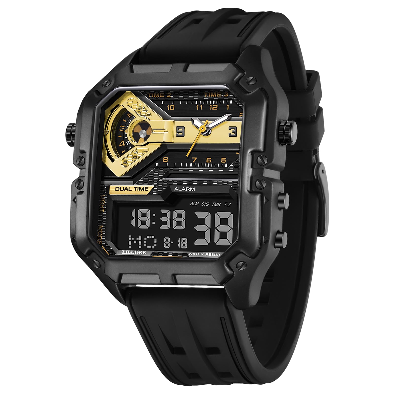 Mens Watches, Wrist Watches Luminous Design, Big Face Fashion Quartz Black Watch 30ATM, Casual Watch for Men Unique Gifts for Men — view 22