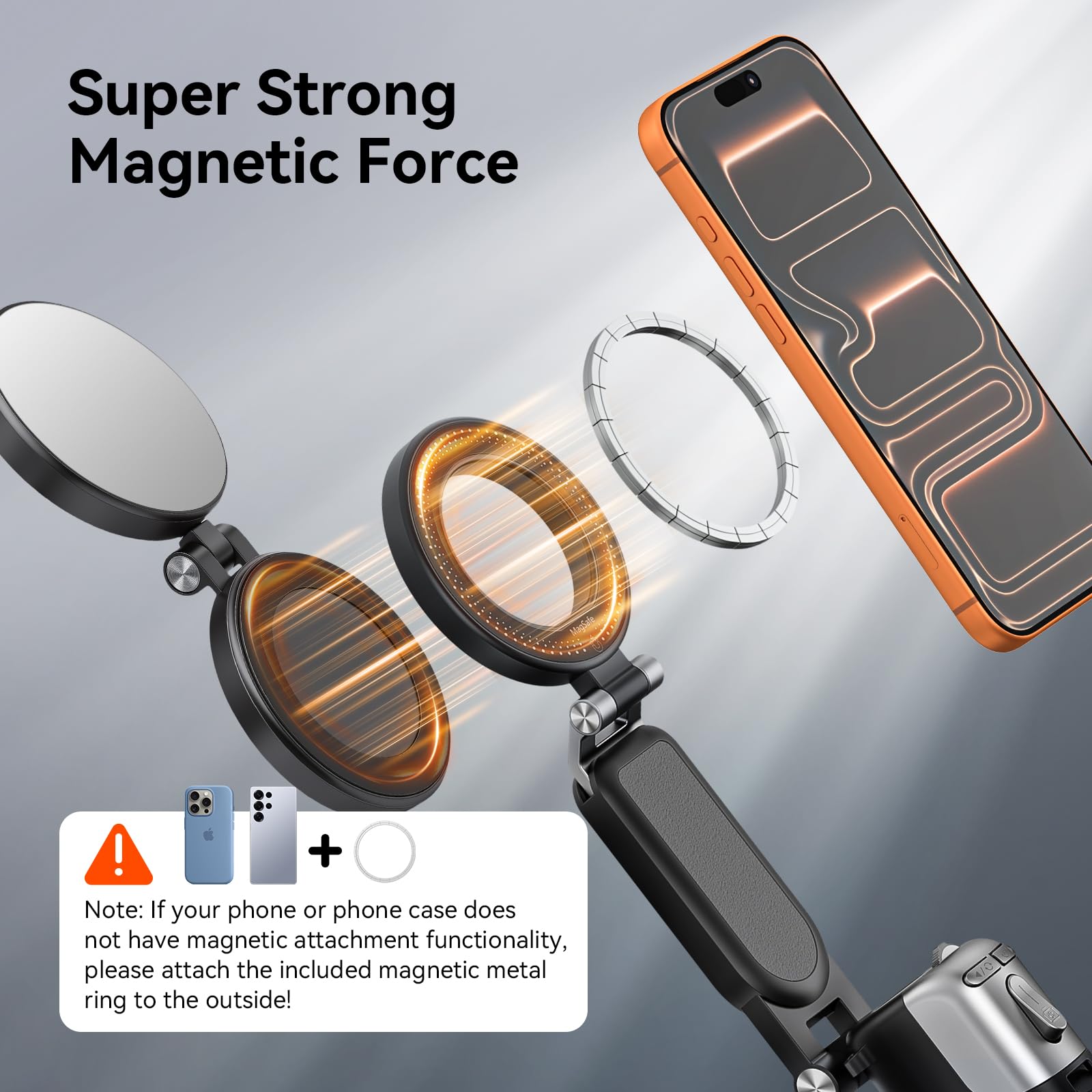 AMAZEAR Perche à Selfie magnétique trepied Smartphone - Blanc avec lumière