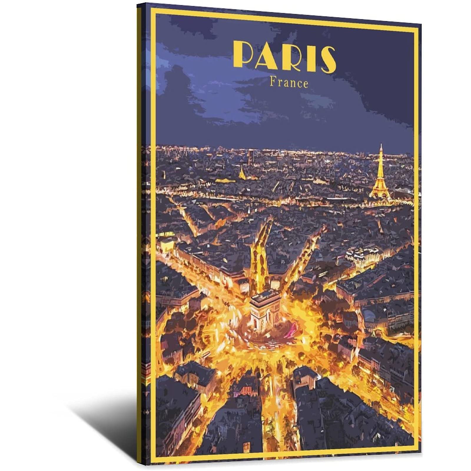 ZSEFV Paris France Vintage Travel Poster Skyline Decorative Posters Modern Bedroom Canvas Art Poster Picture Painting Posters Wall Decor art Gift