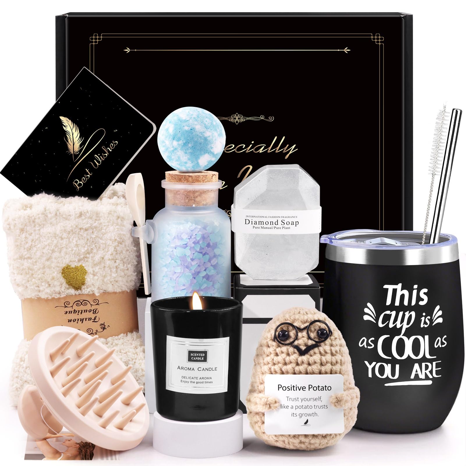 LIVEHITOP Geschenke für Frauen, Geschenk Freundin Geburtstag, 10PCS Geburtstagsgeschenk Geschenkset Inklusive Thermobecher Weihnachtstag Geschenkideen Mama, Schwester, Freundin