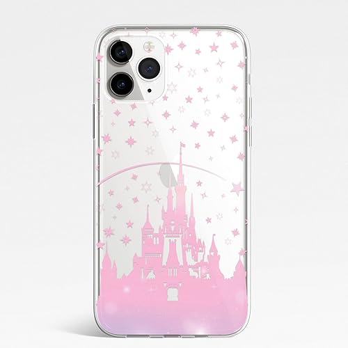 Miniatura 3 de Carácter De La Película De Dibujos Animados Fan Art Clear Flexible TPU Funda Para IPhone 13 Pro Max - Castillo De Disney Rosa