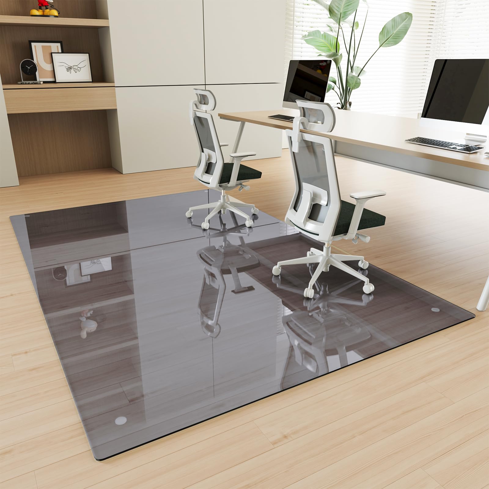 Photo 1 of [Tempered Glass] 48" x 72" Glass Office Chair Mat for Carpet