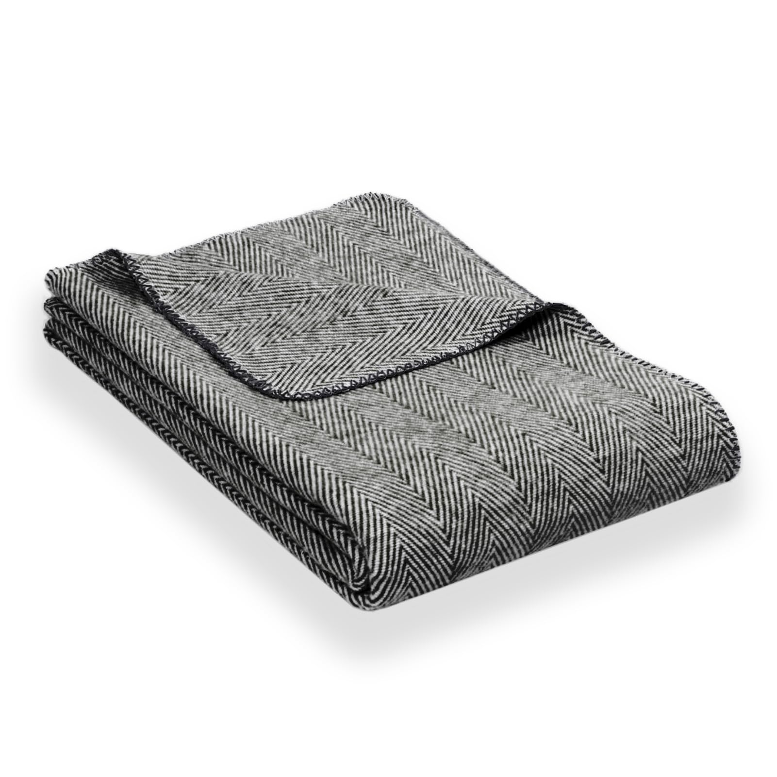 RIEMAFinn Cuddly Blanket Made of 100% Organic Cotton – Cotton Blanket Made in Germany with Oeko-Tex Certificate – Stylish Sofa Blanket / Throw – 200 x 140 cm (Herringbone)